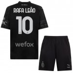 Günstige Fußballtrikots AC Mailand Rafael Leao 10 Kinder Fourth trikot 2023-24 Schwarze Kurzarm
